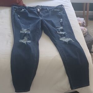Torrid Dark Blue Distressed Jeggings